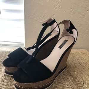 Zara 37 Black Wedges.